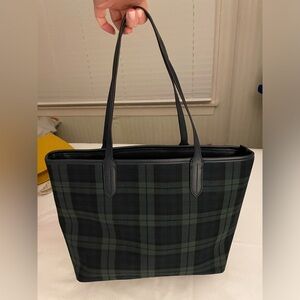 Talbots zipper closure black watch plaid shoulder bag